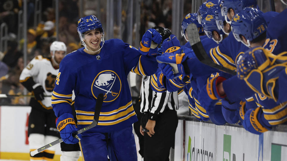 Buffalo Sabres centre Dylan Cozens has been rewarded with a sizeable new contract. (Winslow Townson-USA TODAY Sports)