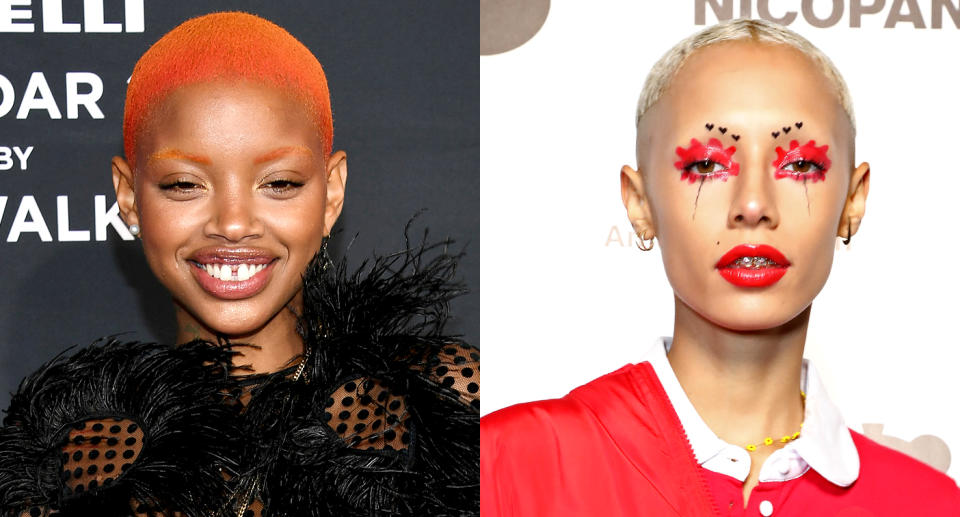 Models Slick Woods and Jazzelle Zanaughtti both sport bold buzz cuts.(Photo: Getty Images)