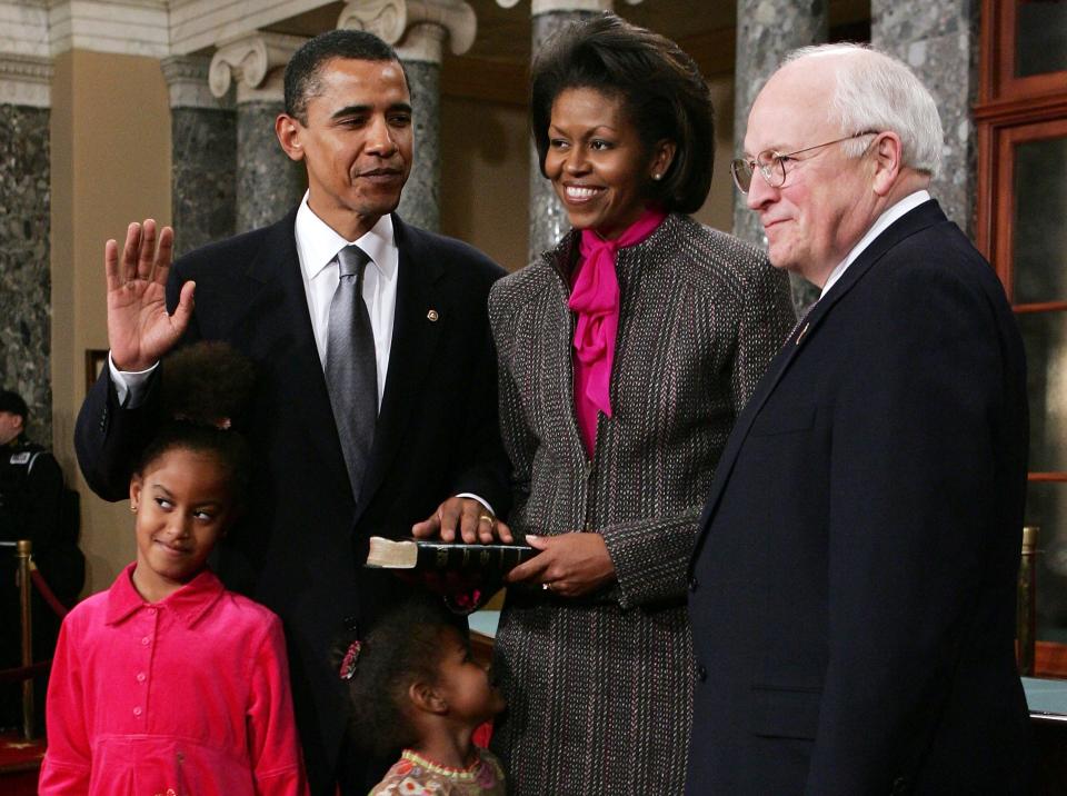 Barack Obama is sworn into the US Senate in 2005.