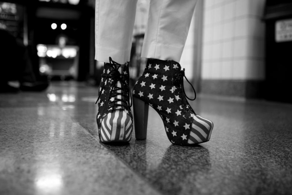 <p>Stars and Stripes footwear at the convention. (Photo: Khue Bui for Yahoo News)</p>