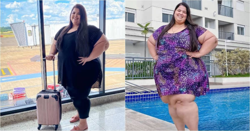 一名體態豐腴的巴西女網紅，抱怨因為體型過胖，被航空公司拒絕登機。（圖／翻攝自juliananehme IG）