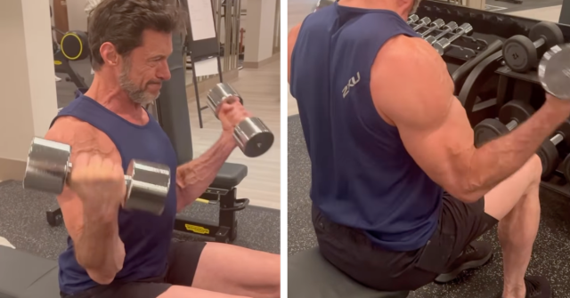 Hugh Jackman Hits Gym Hard in Short Shorts