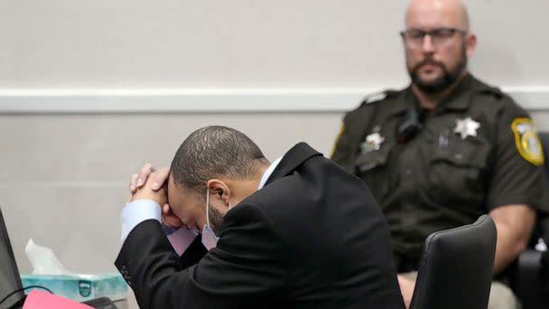 PHOTO: Darrell Brooks reacts as the guilty verdict is read during his trial in a Waukesha County Circuit Court in Waukesha, Wis., Oct. 26, 2022. (Mike De Sisti/Milwaukee Journal-Sentinel via AP, Pool)