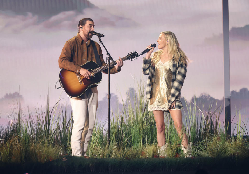 Noah Kahan and Kelsea Ballerini performs onstage at the 59th Academy of Country Music Awards from Ford Center at The Star on May 16, 2024 in Frisco, Texas.