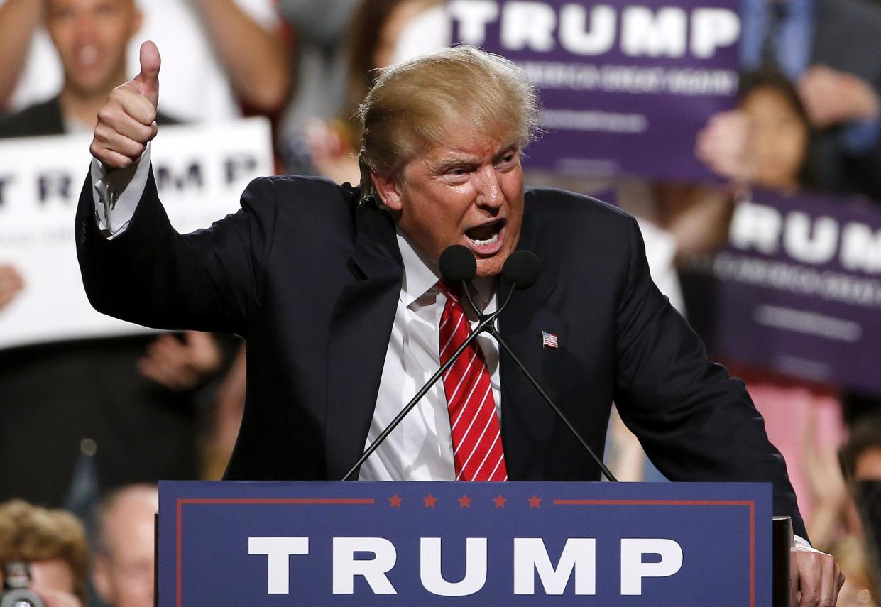 A file photo shows Donald Trump speaking in Phoenix during the 2016 campaign: AP