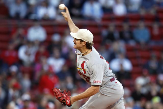 St. Louis Cardinals Nolan Arenado looks skywards after touching home plate,  hitting a two run home run in the third inning against the Washington  Nationals at Busch Stadium in St. Louis on