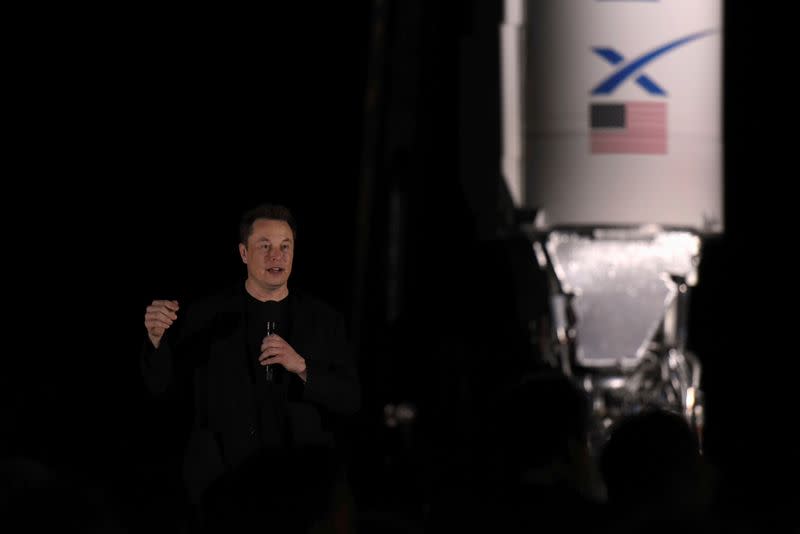 FILE PHOTO: SpaceX's Elon Musk gives an update on the company's Mars rocket Starship in Boca Chica