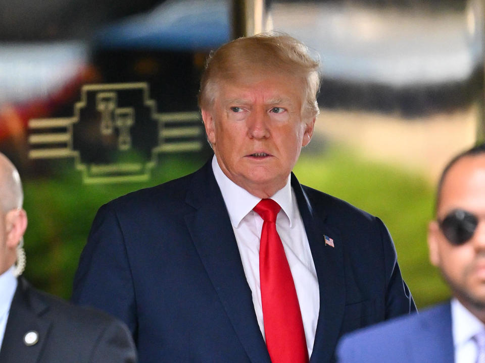 Former President Donald Trump on his way to a deposition with New York Attorney General Letitia James for an investigation into the Trump Organization, August 10, 2022 in New York City. He plead the Fifth Amendment 440 times.  / Credit: James Devaney, GC Images via Getty Images