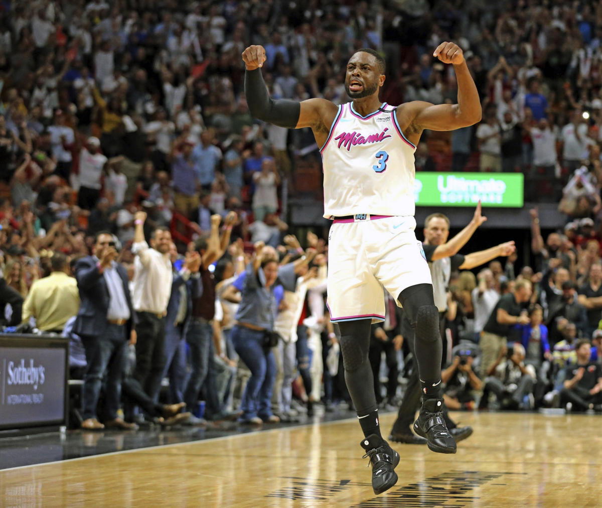 Miami Heat guard Dwyane Wade sets up on defense during second half