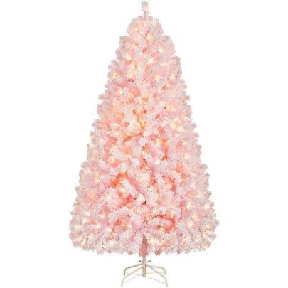 A light pink artificial tree