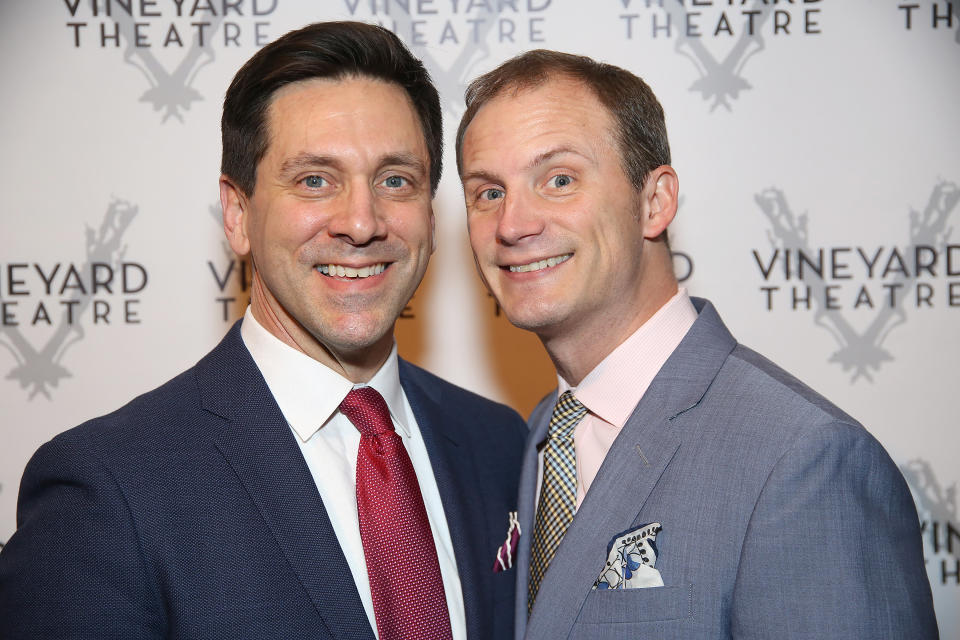 Berresse (left) and his husband, Jeff Bowen, collaborated on the musicals "[title of show]" and "Now. Here. This."&nbsp; (Photo: Walter McBride via Getty Images)
