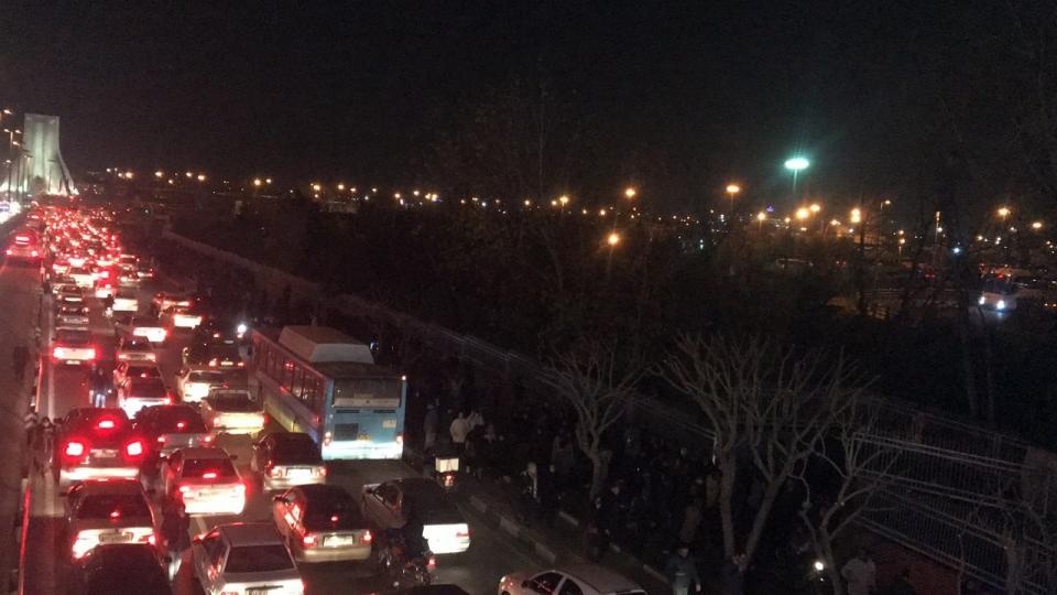 TEHRAN, IRAN - JANUARY 12 : Iranians gather to take part in an anti-government protest around Azadi square in Tehran, Iran on January 12, 2020.  (Photo by Stringer/Anadolu Agency via Getty Images)