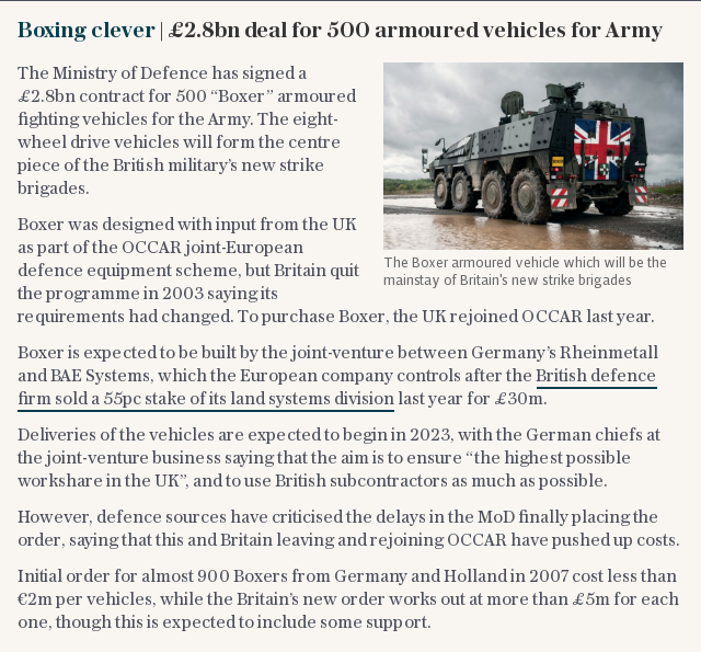 Boxing clever | £2.8bn deal for 500 armoured vehicles for Army