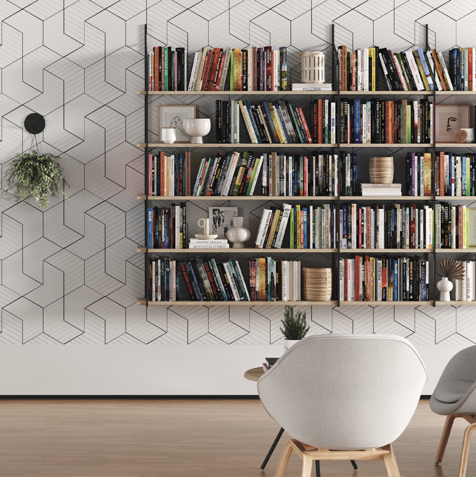 Shelfology wooden wall shelves stacked with books