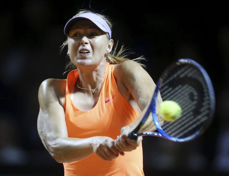 Maria Sharapova won her first-round match at the Porsche Grand Prix. (AP)