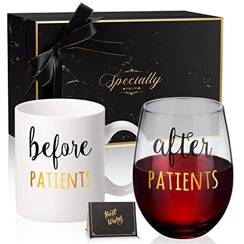 27) Before After Patients Coffee Mug and Wine Glass Set