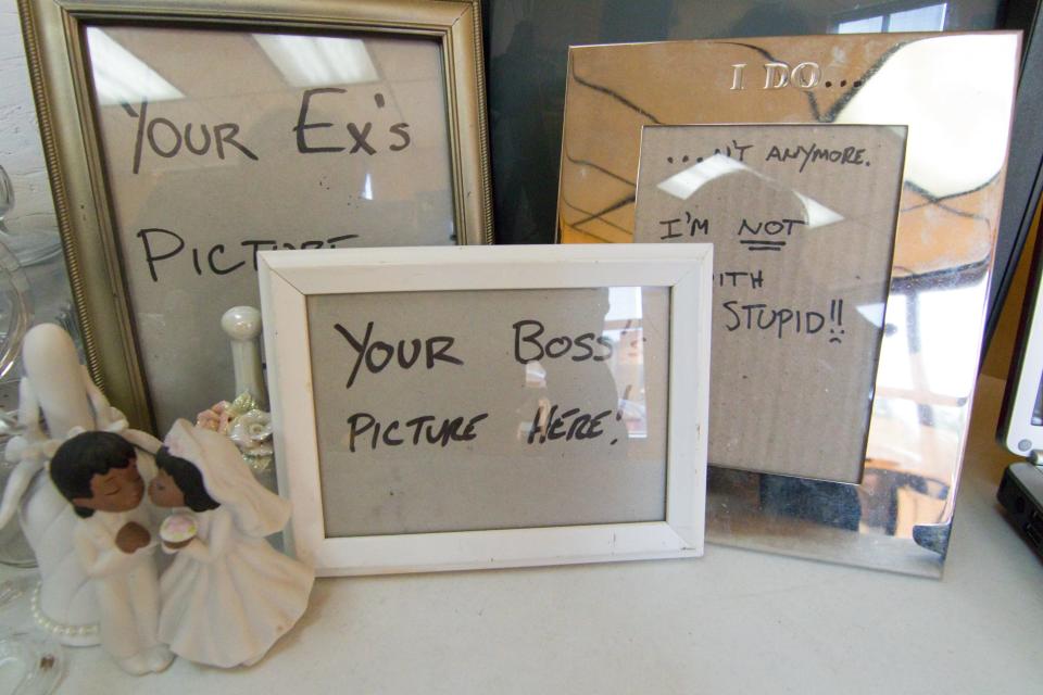 Some of the many items offered at Destruction Depot in Brighton Township to allow clients to vent their anger at the newly opened business Friday, Sept. 14, 2018.