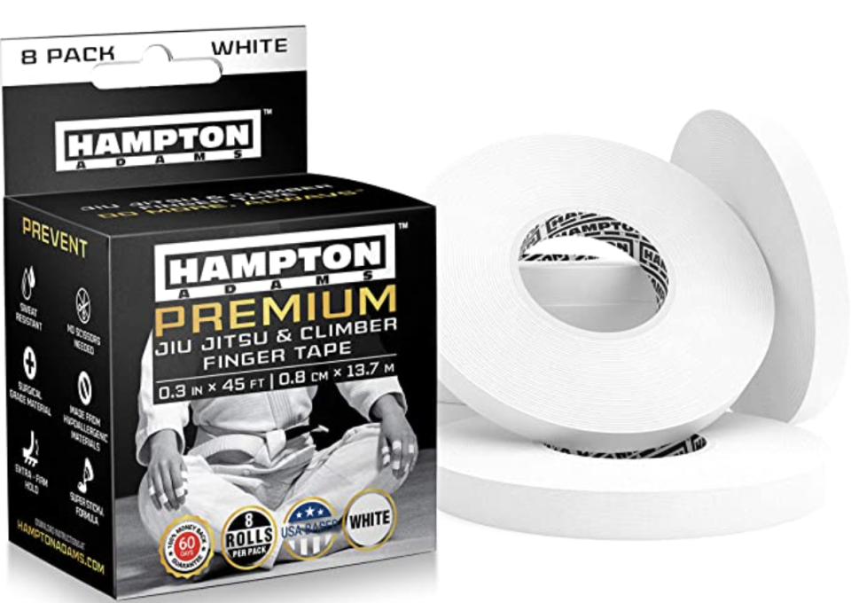 Hampton Adams (8 Pack) White Finger Tape, Athletic Tape in white