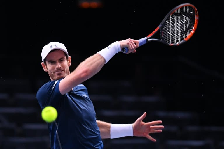 Britain's Andy Murray returns the ball to Czech Republic's Tomas Berdych during their quarter-final match at the ATP World Tour Masters 1000 indoor tournament in Paris, on November 4, 2016