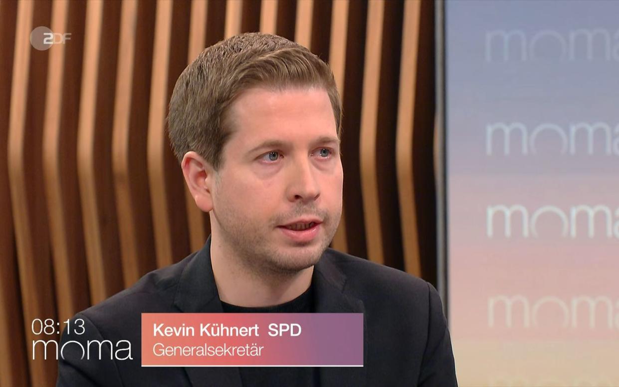 Im ZDF-"Morgenmagazin" stellte Kevin Kühnert klar: "Wenn das Ziel am Ende ist, den Leuten einfach pauschal das Renteneintrittsalter hochzusetzen - dann nicht mit uns." (Bild: ZDF)