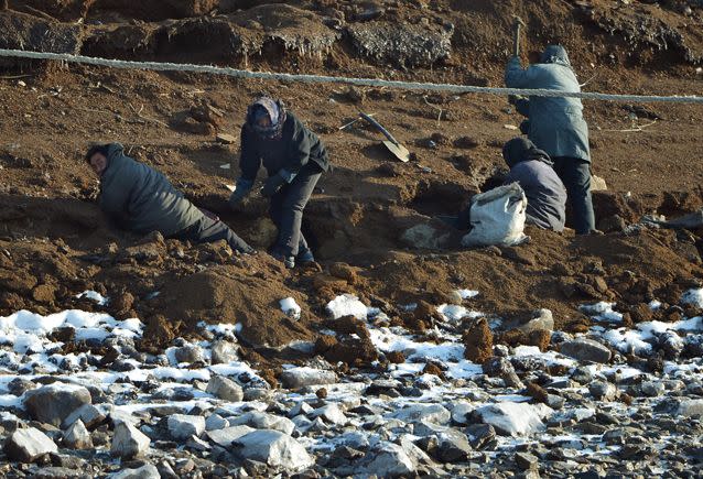 North Korean peasants living near Sinuiju in the country's north. Source: Getty/AFP