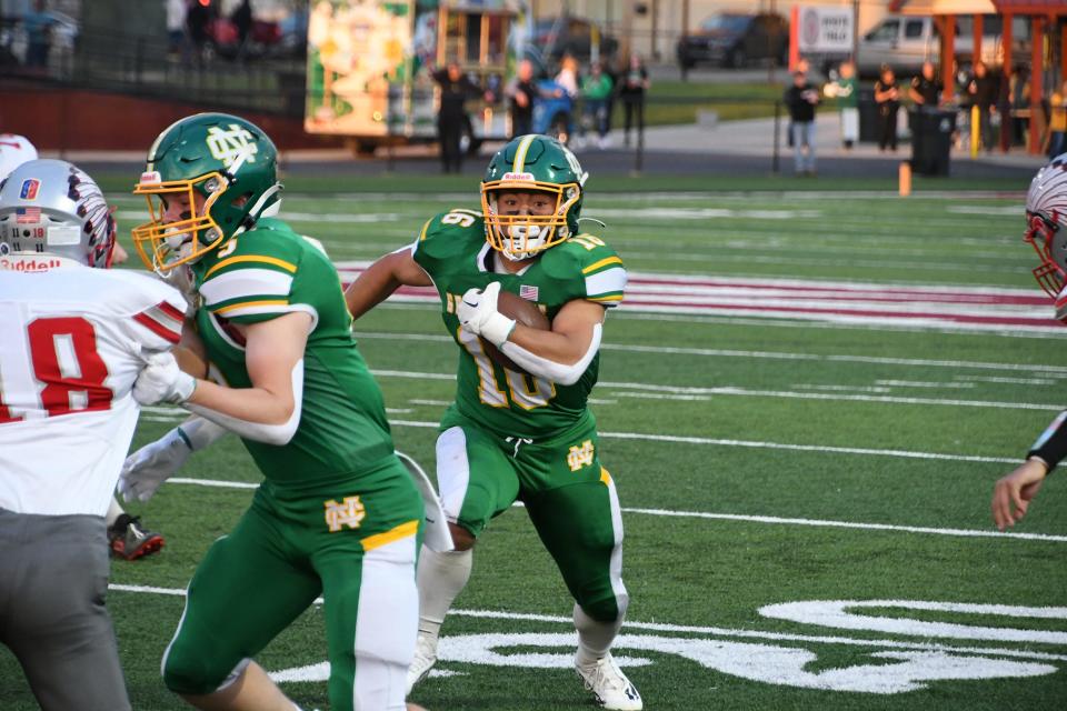 Newark Catholic senior running back Mason Hackett was named the Central District Division VII Offensive Player of the Year on Wednesday.