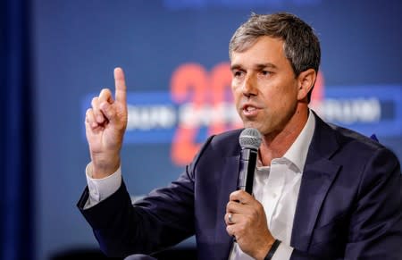 U.S. Democratic presidential candidate and former Texas Congressman Beto O'Rourke responds to a question during a forum held by gun safety organizations the Giffords group and March For Our Lives in Las Vegas