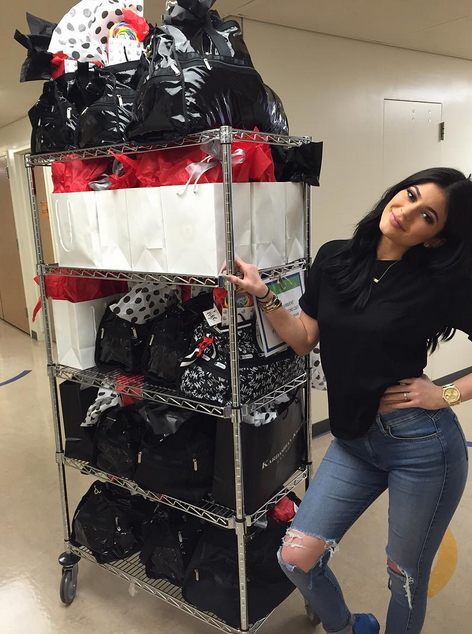 Kylie Jenner at Children’s Hospital in Los Angeles.