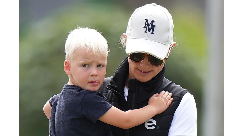 Zara Tindall and son Lucas at  the Hartpury International Horse Trials at Hartpury College, Hartpury, Gloucestershire, UK, on the 11th August 2024.Picture by James Whatling/Kelvin Bruce