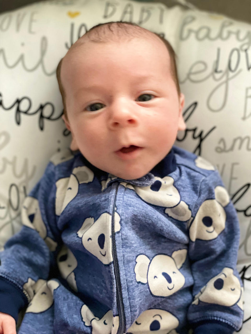 Baby Brooks, born February 26, meets most of his family via video calls. While mom Sarah Piett talks often with friends and family she still struggles with postpartum depression and anxiety.  (Courtesy of the Piett family)