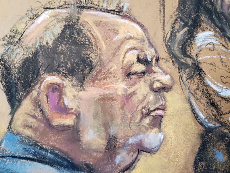 Film producer Harvey Weinstein sits during his sexual assault trial in the Manhattan borough of New York City