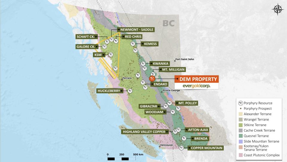 Figure 7 - DEM Property Location in Province-Wide Geological Context