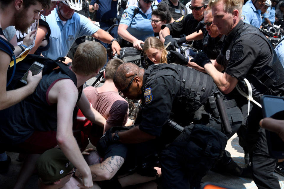 Police clears protestors from ICE offices in Philadelphia. (Photo: Bastiaan Slabbers/NurPhoto via Getty Images)