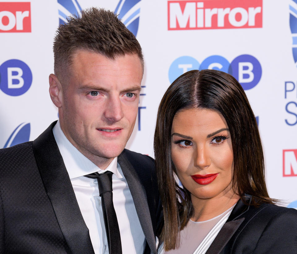 Jamie Vardy and Rebekah Vardy attending the Pride of Sport Awards 2018 at the Grosvenor House hotel, London