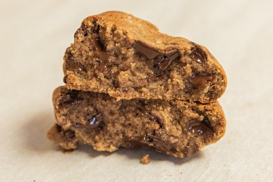 La Gringuita's Brown Buttah cookie is the pastry chef's take on an overstuffed chocolate chip cookie.