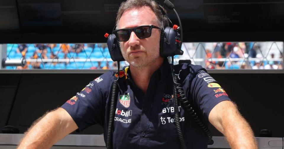 Christian Horner, Red Bull, turns away from the pit wall. United States, May 2022. Credit: PA Images