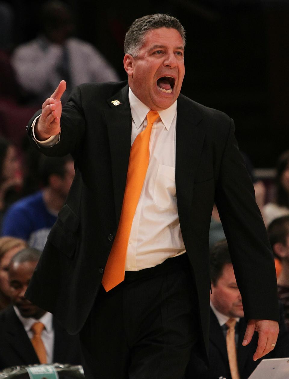 NEW YORK - NOVEMBER 24: Head coach of the Tennessee Volunteers, Bruce Pearl looks on from the sideline against the Virginia Commonwealth Rams during their preseason NIT semifinal at Madison Square Garden on November 24, 2010 in New York City. (Photo by Nick Laham/Getty Images)