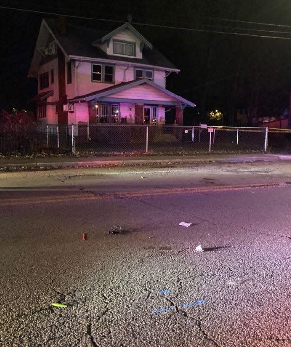 Knives on the street where police say 20-year-old Deonta Williams stabbed two IMPD officers Wednesday, Dec. 1.