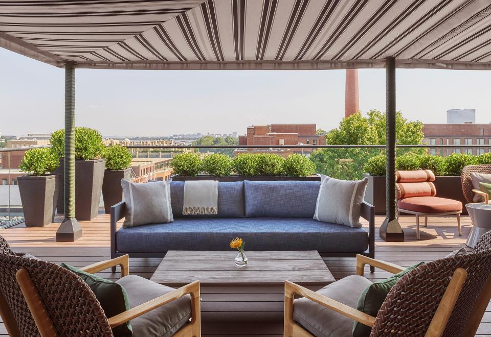 The rooftop bar at the Rosewood Washington, DC, in Georgetown, has a picturesque view of the fireworks.