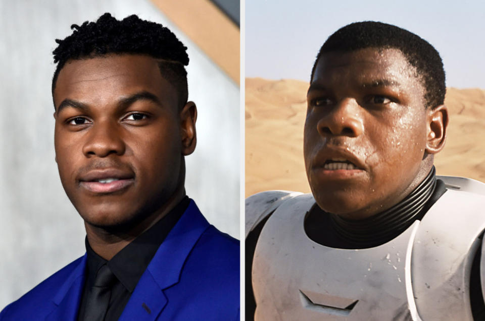 A portrait of John Boyega; John Boyega as Finn