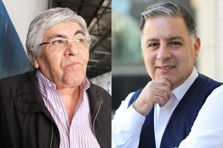 Hugo Moyano, presidente de Independiente, y el periodista Fabián Doman, candidato por la oposición