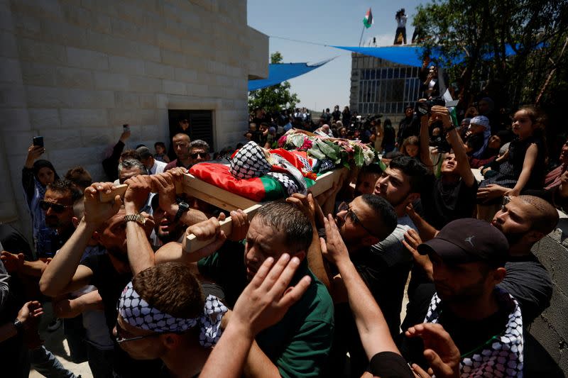 Funeral of Palestinian boy Mohammad al-Tamimi who was shot by Israeli forces, near Ramallah