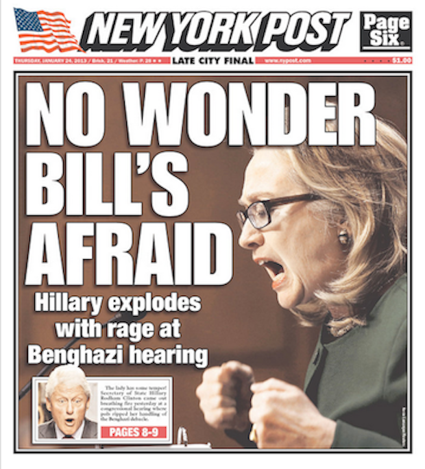 New York Post Says Clinton ‘exploded With Rage In Benghazi Testimony 