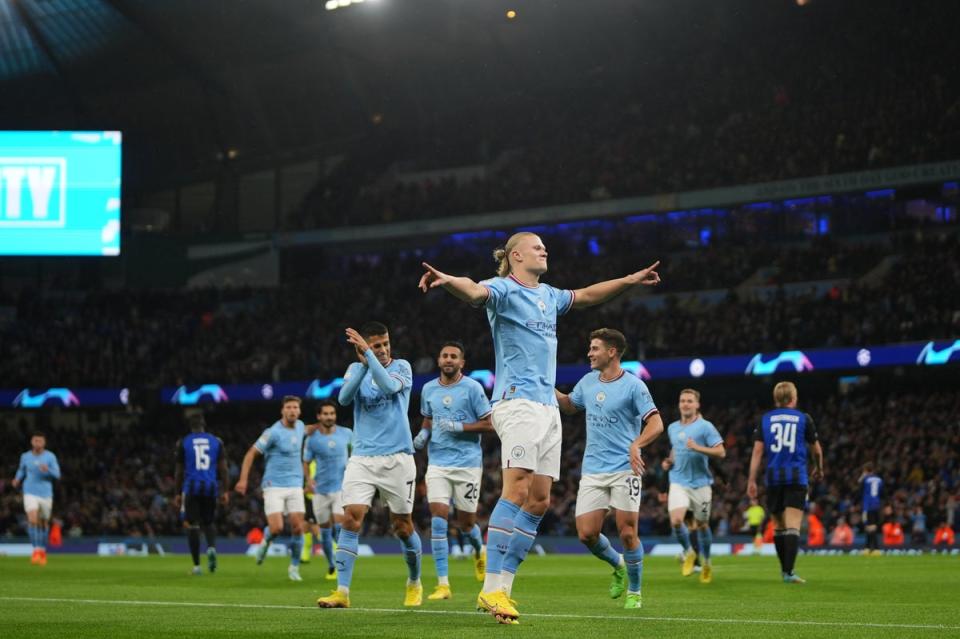 Erling Haaland added another brace to his tally this season against FC Copenhagen  (Manchester City FC via Getty Images)