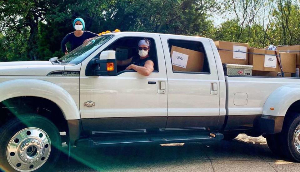 <p>In May 2020, the <em>Dazed and Confused</em> actor shared a photo of he and his wife in a truck filled with masks to donate to area hospitals during the early days of the COVID-19 pandemic. </p> <p>"Thanks to <a href="https://www.instagram.com/lincoln/" rel="nofollow noopener" target="_blank" data-ylk="slk:@lincoln;elm:context_link;itc:0;sec:content-canvas" class="link ">@lincoln</a> for donating 110 thousand masks – me and <a href="https://www.instagram.com/camilamcconaughey/" rel="nofollow noopener" target="_blank" data-ylk="slk:@camilamcconaughey;elm:context_link;itc:0;sec:content-canvas" class="link ">@camilamcconaughey</a> hitting the road to get em to rural hospitals in need across Texas," he wrote on <a href="https://www.instagram.com/p/CAeCKY-AHfg/" rel="nofollow noopener" target="_blank" data-ylk="slk:Instagram.;elm:context_link;itc:0;sec:content-canvas" class="link ">Instagram.</a> </p>