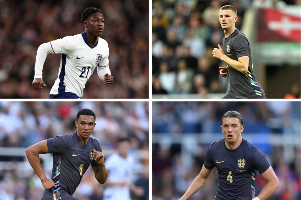 Middle England: (clockwise, from top left) Kobbie Mainoo, Adam Wharton, Conor Gallagher and Trent Alexander-Arnold (Getty)