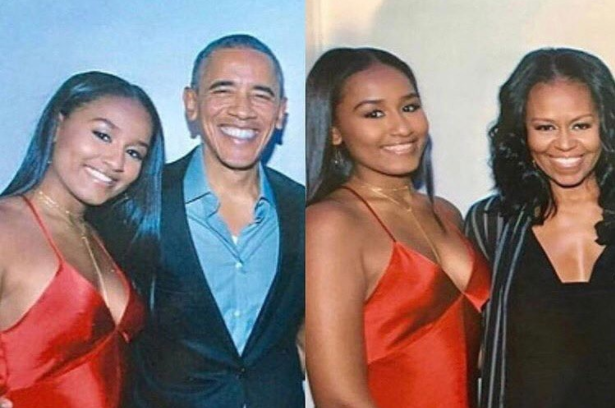 <p>Sasha Obama celebrates Sweet 16 with her father, former president Barack Obama, and mother, Michelle, while wearing a sleek coral slipdress. (Photo: Instagram) </p>