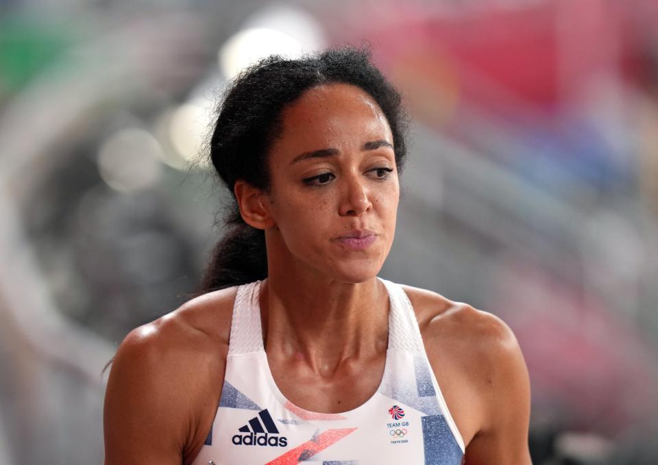 Great Britain’s Katarina Johnson-Thompson was distraught after the race (Joe Giddens/PA) (PA Wire)