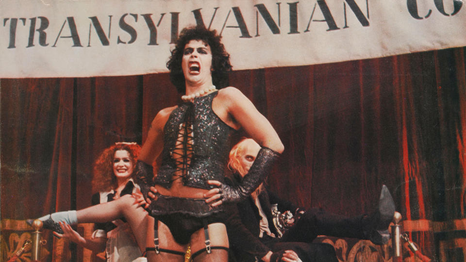 Tim Curry as Dr Frank-N-Furter in the 1975 musical comedy 'The Rocky Horror Picture Show', produced by 20th Century Fox. (Photo by Movie Poster Image Art/Getty Images)