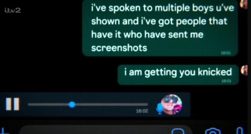 Harrison shared snippets of their text conversations in the ITV documentary (ITV)